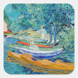 Pegatina Cuadrada Vincent van Gogh - Orilla del Oise en Auvers