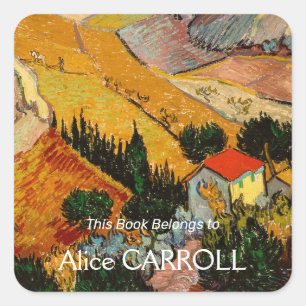 Pegatina Cuadrada Vincent van Gogh - Paisaje, Casa y Payaso