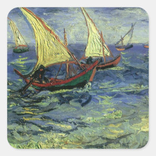 Pegatina Cuadrada Vincent van Gogh - Paisaje marino en Saintes Marie