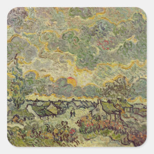 Pegatina Cuadrada Vincent van Gogh   Paisaje otoñal, 1890