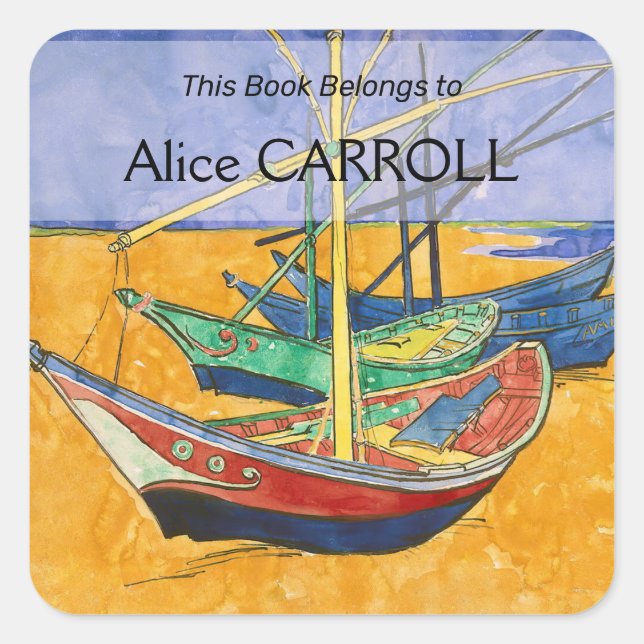 Pegatina Cuadrada Vincent van Gogh - Pescadores en la playa (Anverso)