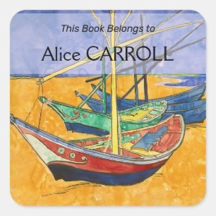 Pegatina Cuadrada Vincent van Gogh - Pescadores en la playa