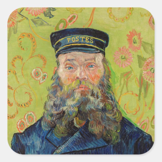 Pegatina Cuadrada Vincent Van Gogh - Postman Joseph Roulin (Anverso)