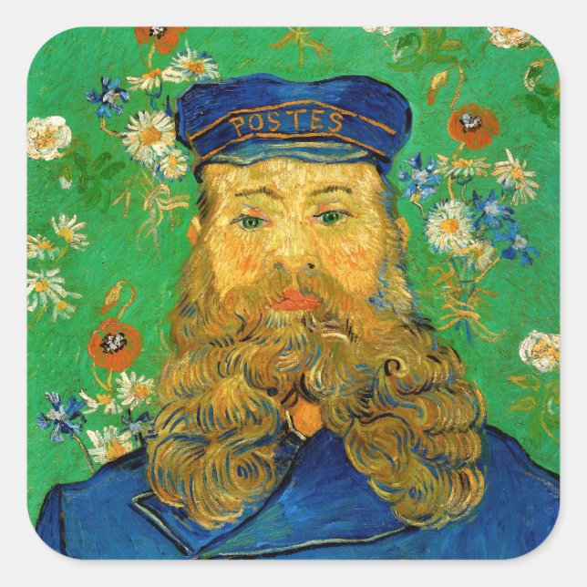 Pegatina Cuadrada Vincent Van Gogh - Postman Joseph Roulin (Anverso)