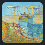 Pegatina Cuadrada Vincent van Gogh - Puente Langlois en Arles #1<br><div class="desc">El puente de los Langlois en Arles con el lavado femenino - Vincent van Gogh,  aceite en lienzo,  1888,  Arles</div>