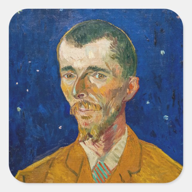 Pegatina Cuadrada Vincent Van Gogh - Retrato de Eugene Boch, Arles (Anverso)