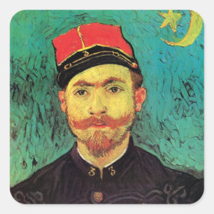 Pegatina Cuadrada Vincent Van Gogh - Retrato de Milliet - Arte Fino