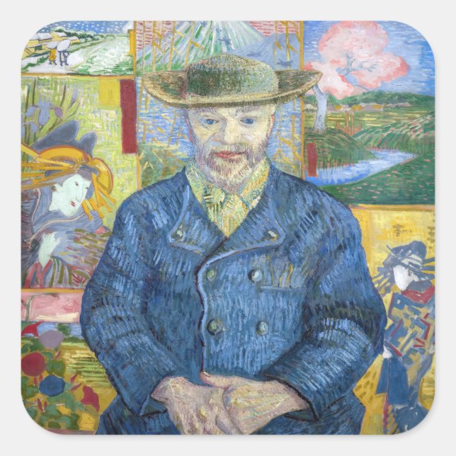 Pegatina Cuadrada Vincent van Gogh - Retrato de Pere Tanguy (Anverso)