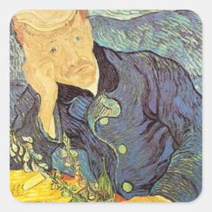Pegatina Cuadrada Vincent van Gogh - Retrato del doctor Gachet