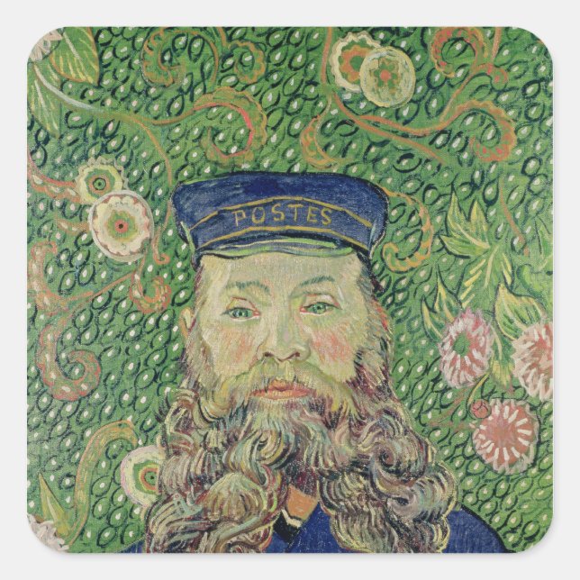 Pegatina Cuadrada Vincent van Gogh | Retrato del Postman (Anverso)