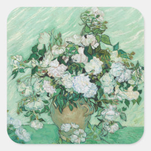 Pegatina Cuadrada Vincent van Gogh - Rosas