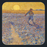 Pegatina Cuadrada Vincent van Gogh - Sower with Setting Sun<br><div class="desc">La ducha/ducha con puesta de sol - Vincent van Gogh,  aceite sobre lienzo,  1888,  Arles</div>