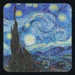 Pegatina Cuadrada Vincent Van Gogh Starry Night Vintage Bella Artes<br><div class="desc">Vincent Van Gogh Starry Night Vintage Bella Artes Square Pegatina</div>