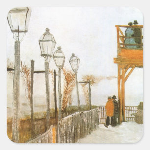 Pegatina Cuadrada Vincent van Gogh - Terraza y mirador