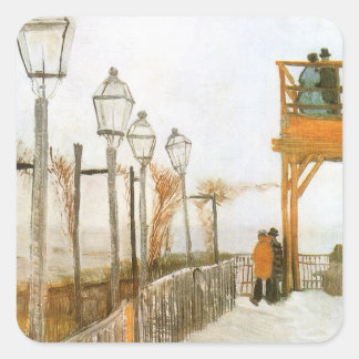Pegatina Cuadrada Vincent van Gogh - Terraza y mirador