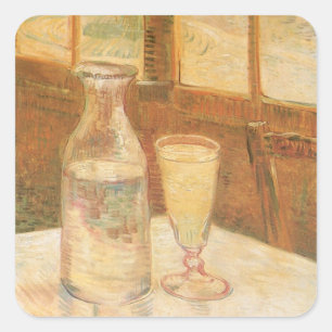 Pegatina Cuadrada Vincent van Gogh - Todavía la vida con Absinthe