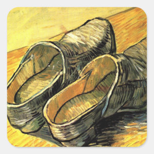 Pegatina Cuadrada Vincent van Gogh - Un par de zuecos de cuero