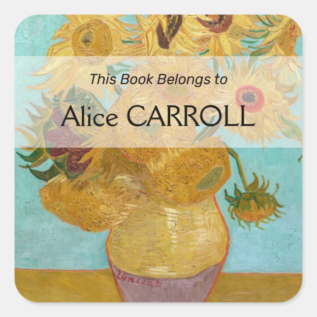 Pegatina Cuadrada Vincent Van Gogh - Vase con doce girasoles (Anverso)