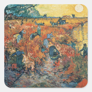 Pegatina Cuadrada Vincent van Gogh  Viñedos Rojos en Arles, 1888