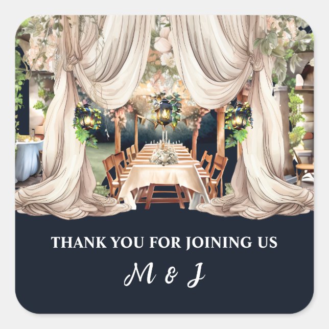 Pegatina Cuadrada Viñedo granja vinícola país toscano bodega de mesa (Anverso)