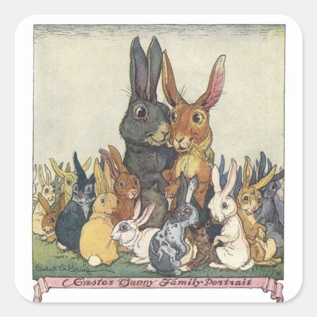 Pegatina Cuadrada Viñeta de Pascua (Anverso)