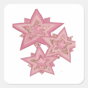 Pegatina Cuadrada Vinilo estilo rosa PINK STARRY NIGHT desprendible