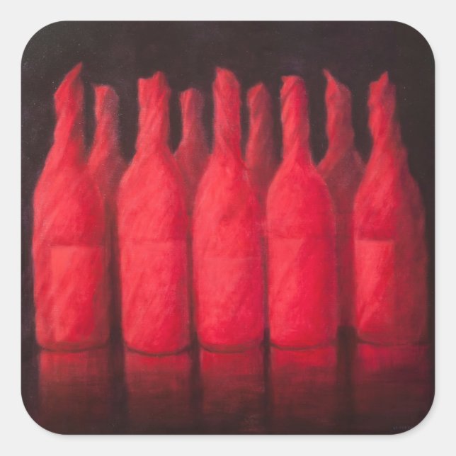 Pegatina Cuadrada Vino envuelto rojo 2012 (Anverso)