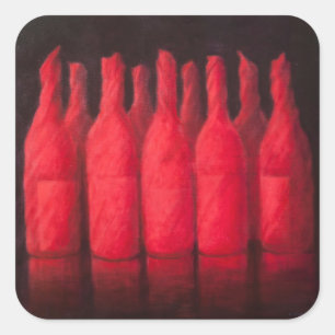 Pegatina Cuadrada Vino envuelto rojo 2012