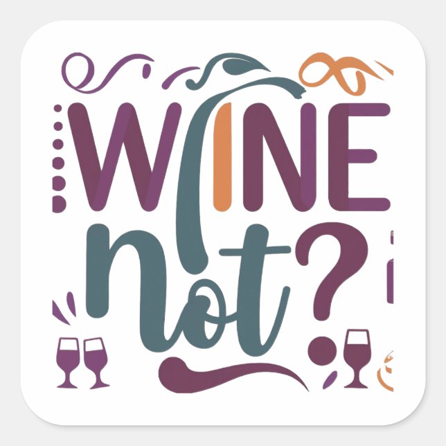 Pegatina Cuadrada Vino no (Anverso)