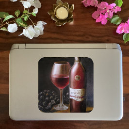 Pegatina Cuadrada Vino Rojo