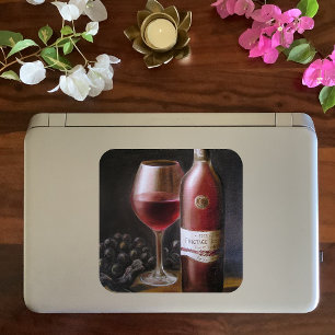 Pegatina Cuadrada Vino Rojo