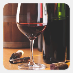 Pegatina Cuadrada Vino Tinto