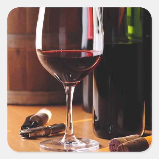 Pegatina Cuadrada Vino Tinto (Anverso)