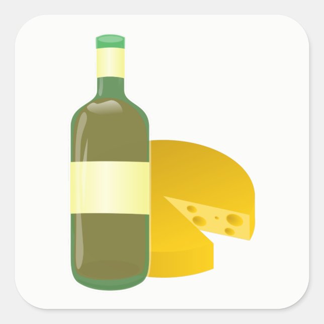 Pegatina Cuadrada Vino y queso (Anverso)