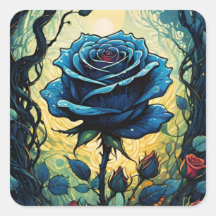 Pegatina Cuadrada Vinos Rosa azul 1