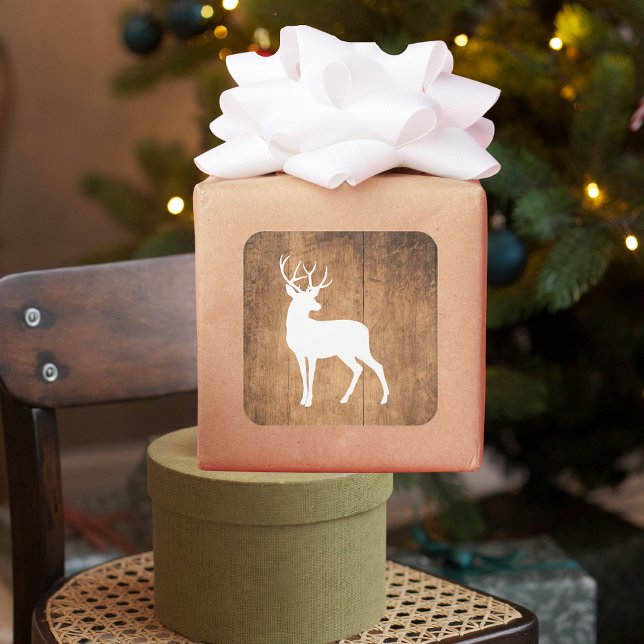 Pegatina Cuadrada Vintaga Beauty Wood & Deer (Subido por el creador)