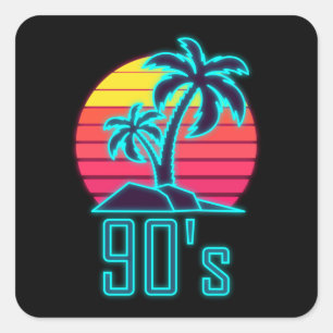 Pegatina Cuadrada Vintage 1990 retro 90 Lover 90