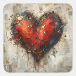 Pegatina Cuadrada Vintage Abstract Hearts - Stickers 