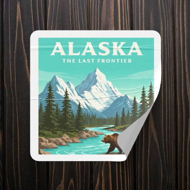 Pegatina Cuadrada Vintage Alaska (Subido por el creador)