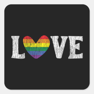 Pegatina Cuadrada Vintage Arcoiris Love Orgulloso Familia Gay Les