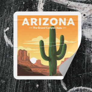 Pegatina Cuadrada Vintage Arizona