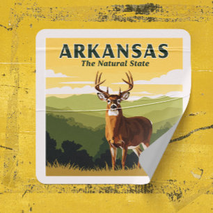 Pegatina Cuadrada Vintage Arkansas