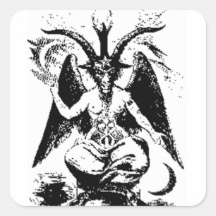 Pegatina Cuadrada Vintage Baphomet negro