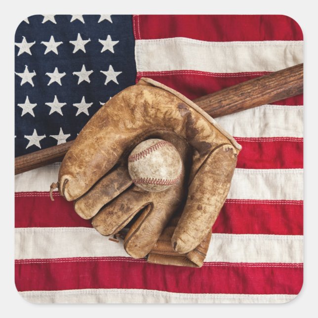 Pegatina Cuadrada Vintage Baseball (Anverso)