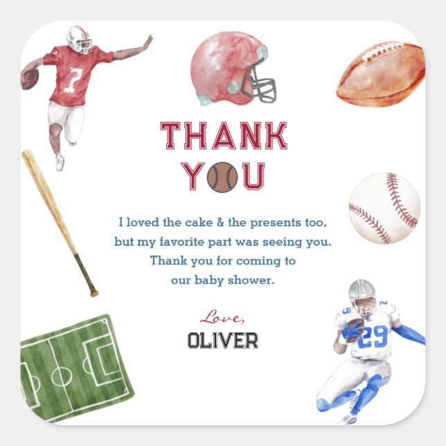 Pegatina Cuadrada Vintage Baseball Sports Birday Party (Anverso)