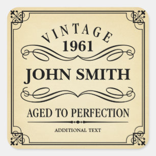 Pegatina Cuadrada Vintage Birthday Party Favor