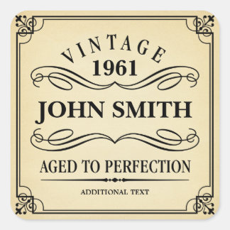Pegatina Cuadrada Vintage Birthday Party Favor
