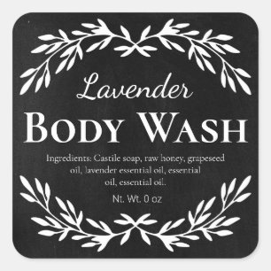 Pegatina Cuadrada Vintage Black Homemade Body Wash Labs