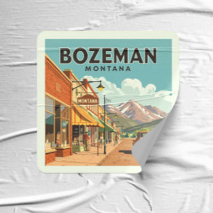 Pegatina Cuadrada Vintage Bozeman Montana