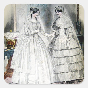 Pegatina Cuadrada Vintage Bride Boda